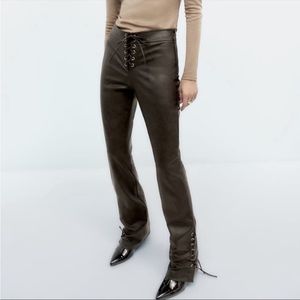 Zara lace up leather pants